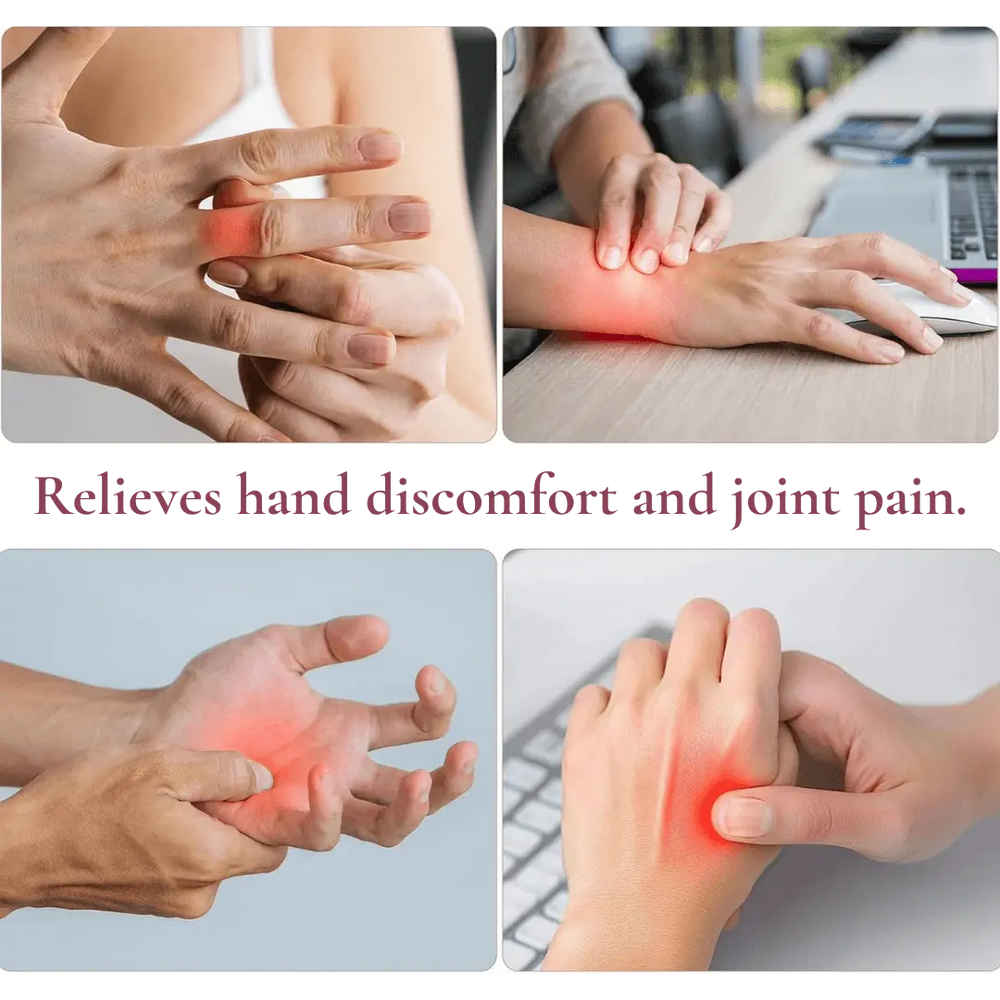 Henvii 3-in-1 hand massager in use — heat, compression and massage for arthritis and carpal tunnel